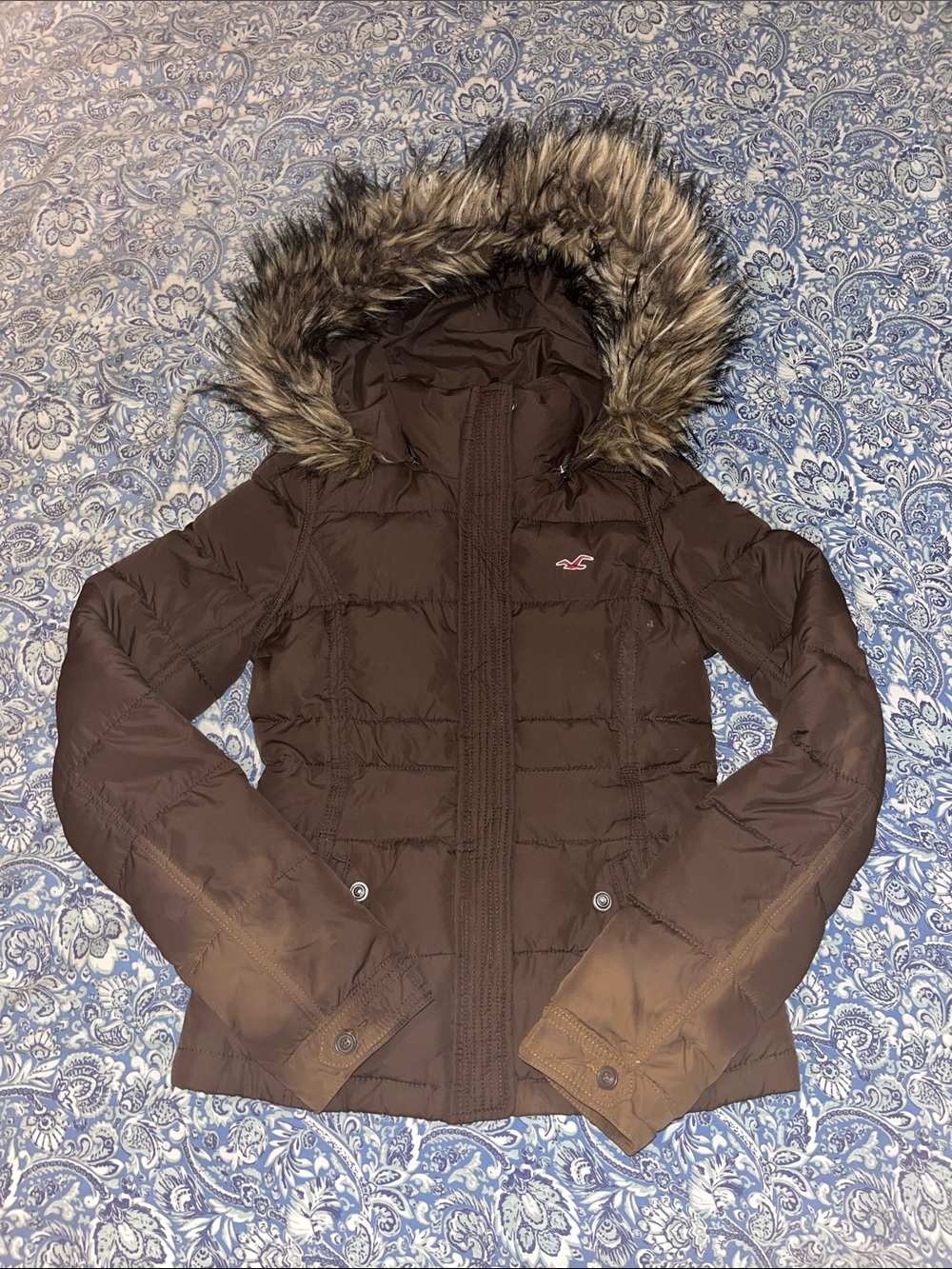 Vintage 2000s Hollister Puffer with Fur Hood